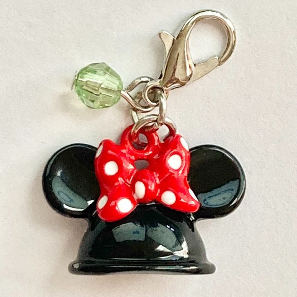 Vintage Minnie Mouse Hat Charm Bow Polka Dots Red Black Clip Zipper Pull Purse - Picture 8 of 11